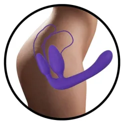 Fallo triplo anale vaginale indossabile viola Fallo triplo anale vaginale indossabile viola