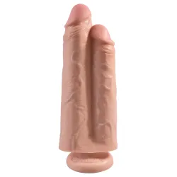 Fallo doppio con ventosa caramello 23 cm Fallo doppio con ventosa caramello 23 cm