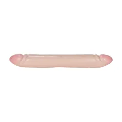 Doppio dildo liscio pelle chiara 30 cm Doppio dildo liscio pelle chiara 30 cm