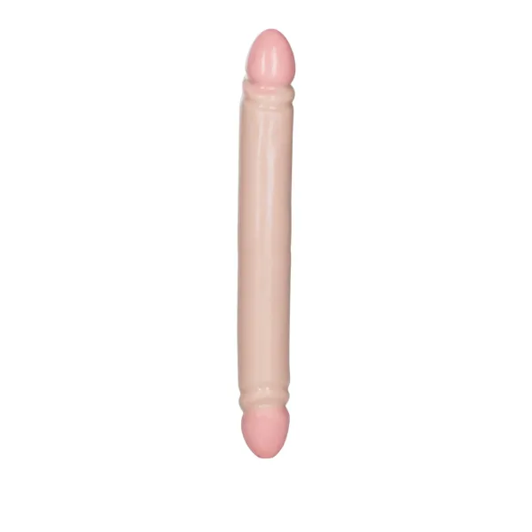 Doppio dildo liscio pelle chiara 30 cm