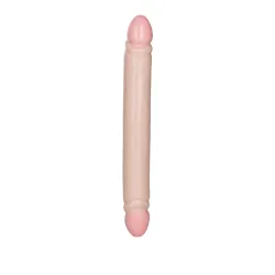 Doppio dildo liscio pelle chiara 30 cm Doppio dildo liscio pelle chiara 30 cm