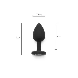 Plug anale small in silicone nero con pietra Plug anale small in silicone nero con pietra