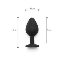 Plug anale medium in silicone nero con pietra Plug anale medium in silicone nero con pietra