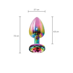 Plug anale in metallo con pietra arcobaleno S Plug anale in metallo con pietra arcobaleno S