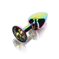 Plug anale in metallo con pietra arcobaleno S Plug anale in metallo con pietra arcobaleno S