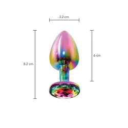 Plug anale in metallo con pietra arcobaleno M Plug anale in metallo con pietra arcobaleno M