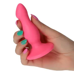 Plug anale con ventosa fucsia in silicone Plug anale con ventosa fucsia in silicone