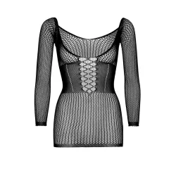 Mini abito Net Long Sleeve nero Mini abito Net Long Sleeve nero
