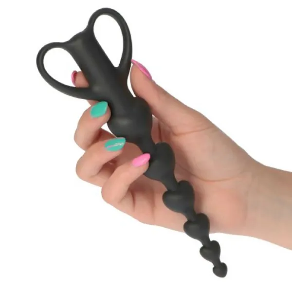 Palline anali a cuore nero in silicone