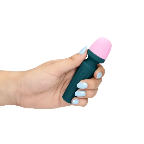 Mini Wand vibratore verde e rosa