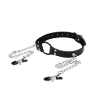 O-Ring Gag con pinze capezzoli Ouch!