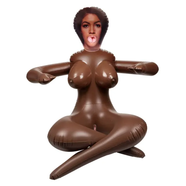 Bambola gonfiabile scura gambe piegate