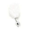 Plug anale metallo con pompon bianco 6 cm Plug anale metallo con pompon bianco 6 cm
