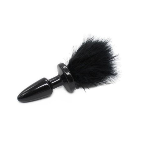 Plug anale pompon nera Funny Tail 8 cm