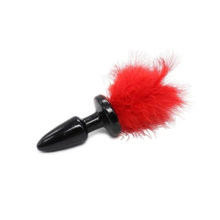 Plug anale pompon rossa Funny Tail 8 cm