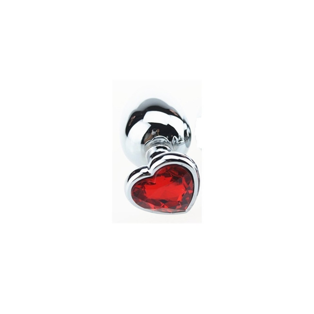 Plug anale in metallo acciaio dildo con pietra gioiello cuore red rosso fallo medium anal butt