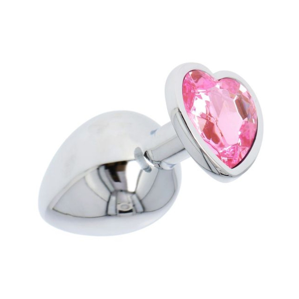 Fallo  anale in metallo acciaio dildo grande con pietra gioiello cuore rosa pink plug maxi anal butt