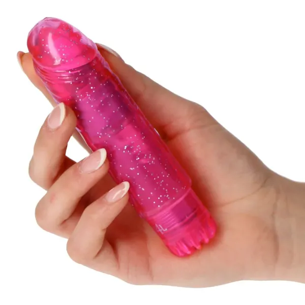 Vibratore classico realistico glitter fucsia