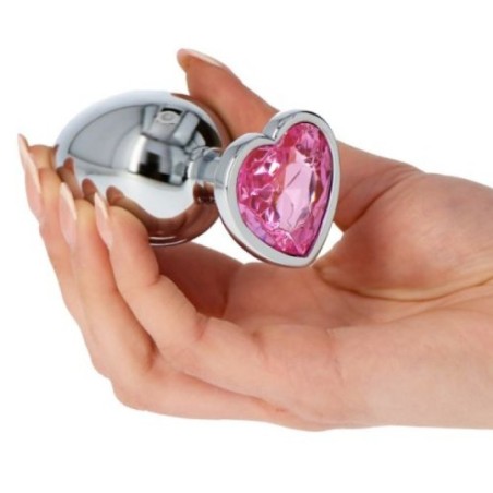 Plug anale metallo cuore rosa Large 8 cm