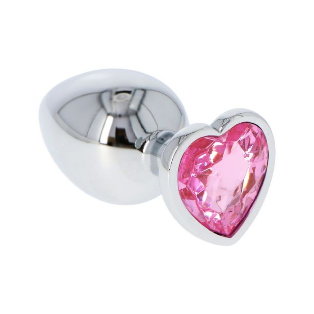 Fallo  anale in metallo acciaio dildo grande con pietra gioiello cuore rosa pink plug maxi anal butt