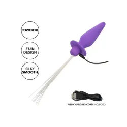 Plug anale silicone viola con frange luminose Plug anale silicone viola con frange luminose