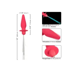 Plug anale silicone rosa con frange luminose Plug anale silicone rosa con frange luminose