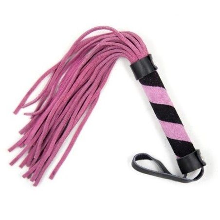 Flogger Frusta a frange nera e rosa 26 cm