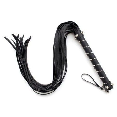 Frusta Flogger nera 50 cm con borchie