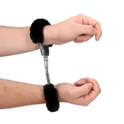 Manette in metallo pelose nere Manette in metallo pelose nere