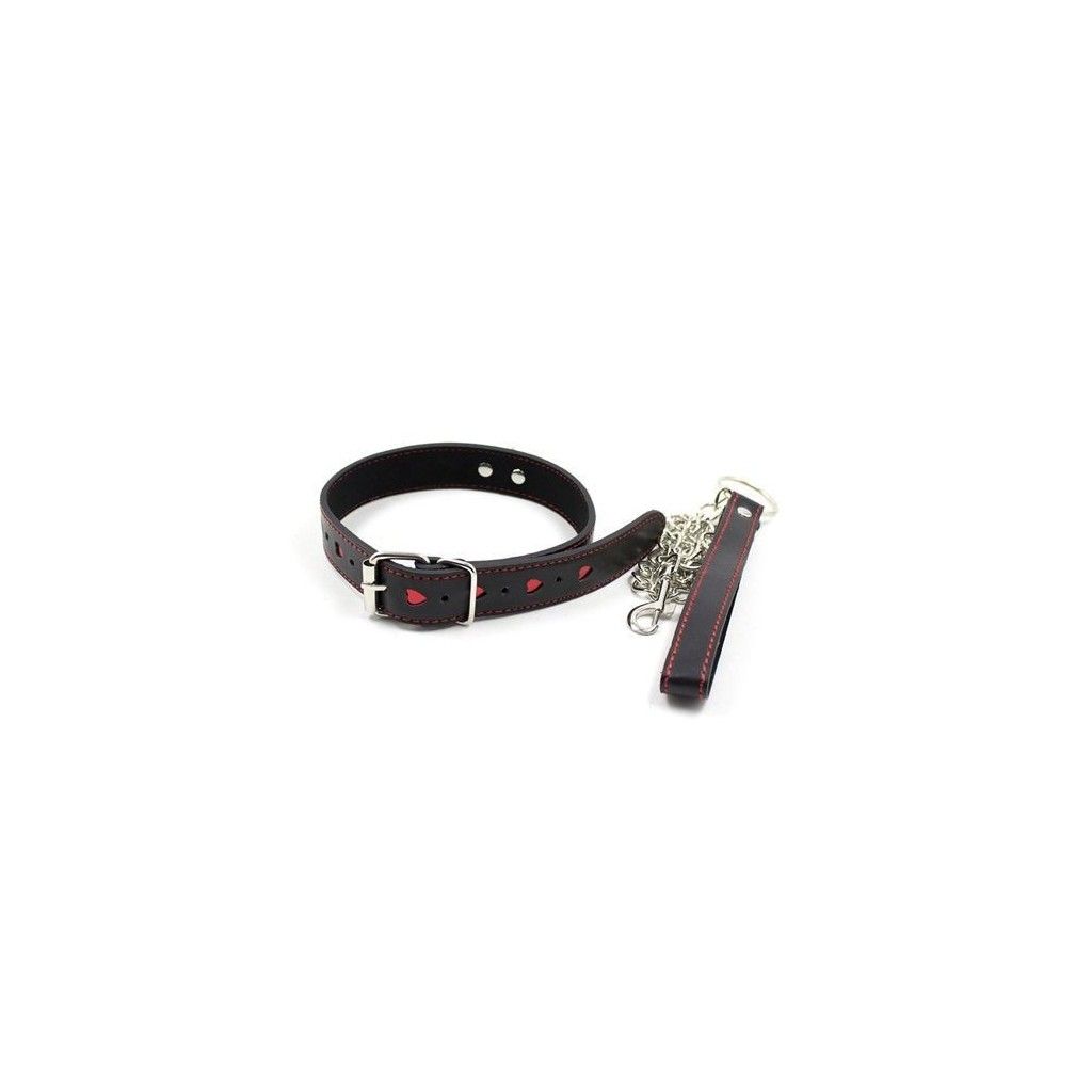 Easy collar leash black collare con guinzaglio con cuore