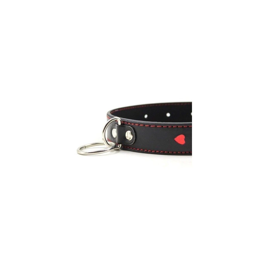 Easy collar leash black collare con guinzaglio con cuore