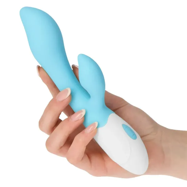 Vibratore rabbit azzurro e bianco