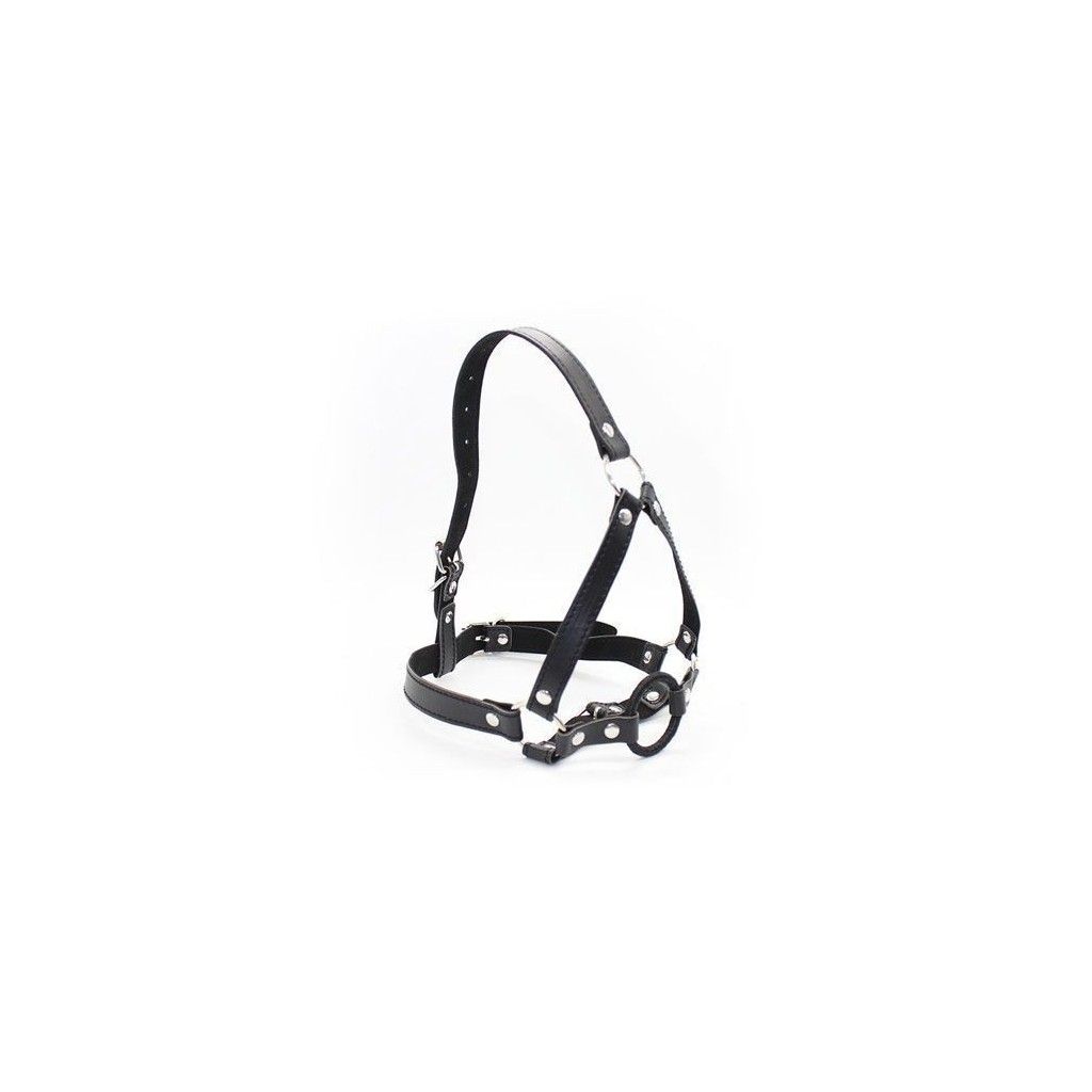 Imbracatura per testa con anello head harness ring gag ball morso bondage fetish nero