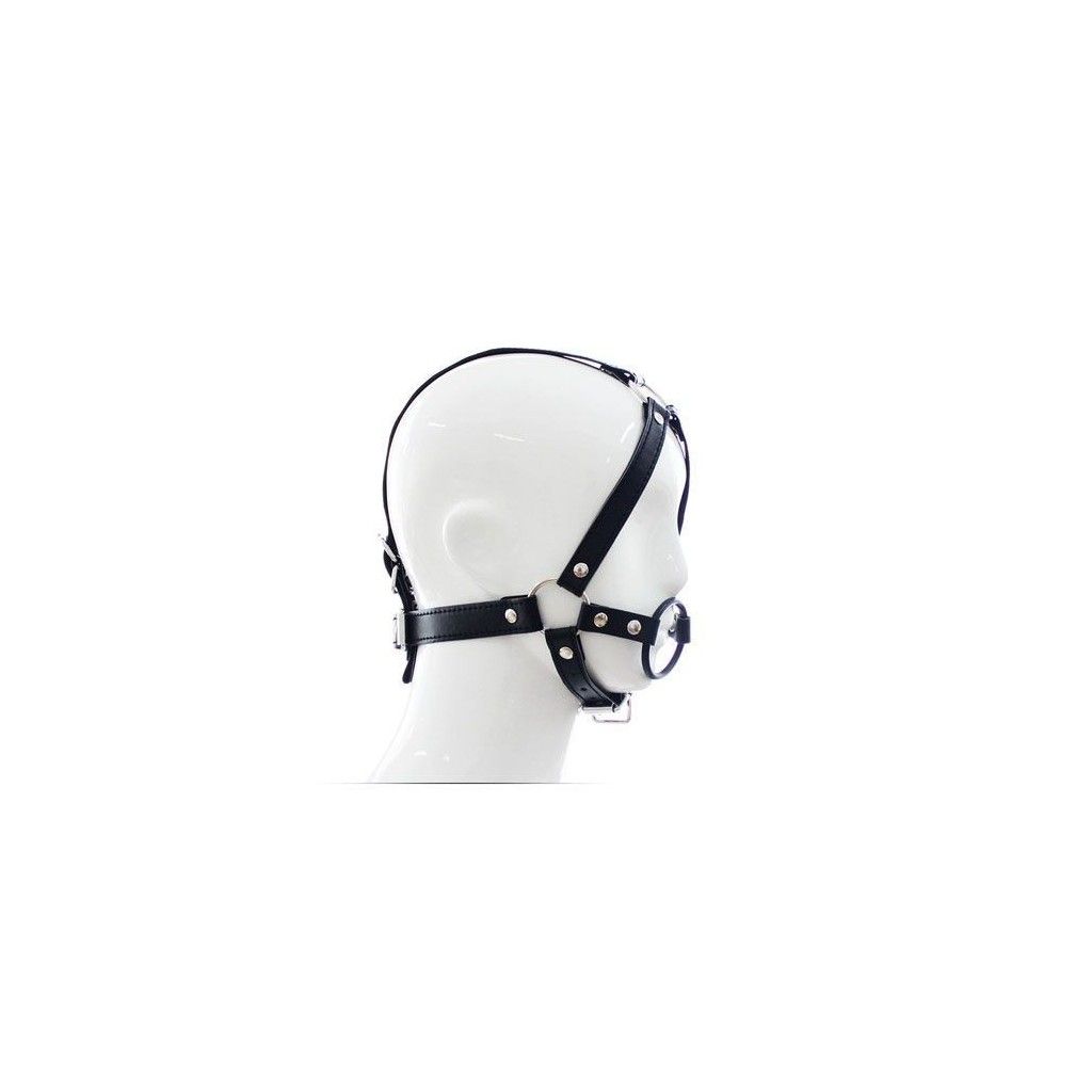 Imbracatura per testa con anello head harness ring gag ball morso bondage fetish nero