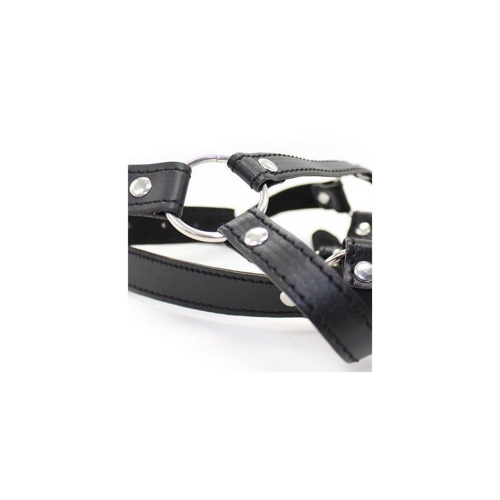 Imbracatura per testa con anello head harness ring gag ball morso bondage fetish nero