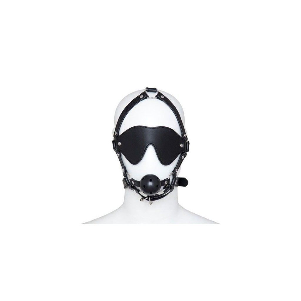 Imbracatura per viso con maschera per occhi e morso total head harness restraint black