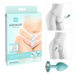 Slip con plug anale Crotchless verde acqua Slip con plug anale Crotchless verde acqua