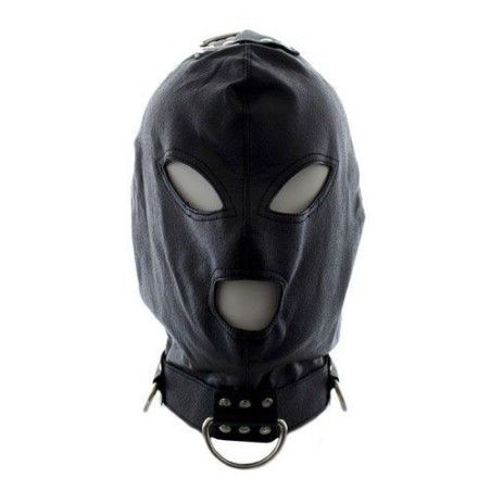 Maschera BDSM integrale con collare nera