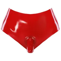Slip Latex con Dildo Strapon rosso Slip Latex con Dildo Strapon rosso