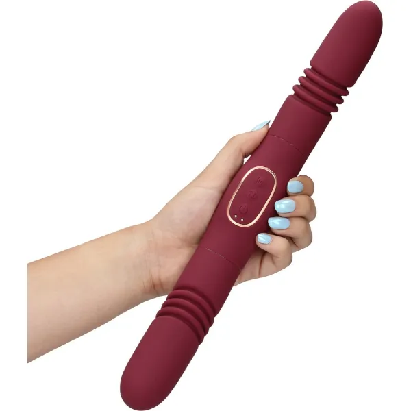 Vibratore doppio a spinta bordeaux 33 cm