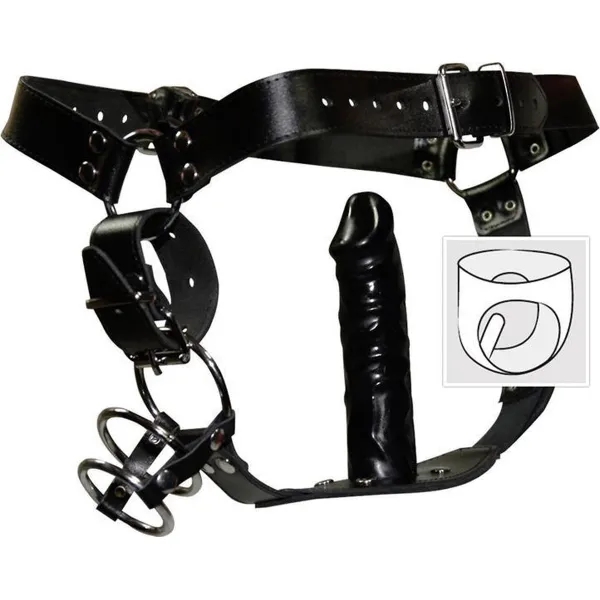 Cintura costrittiva con anelli pene nero