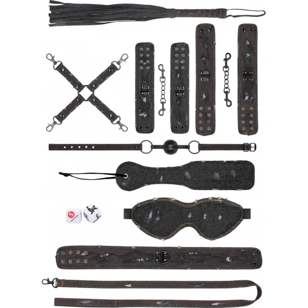 Kit bondage Bdsm 9 pz denim nero