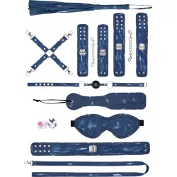 Kit bondage Bdsm 9 pz denim blu Kit bondage Bdsm 9 pz denim blu