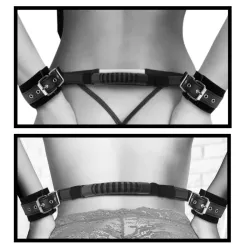 Manette erotiche regolabili con maniglia nere Manette erotiche regolabili con maniglia nere
