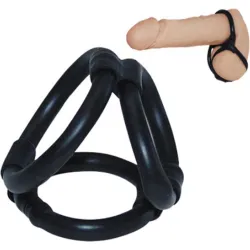 Anello fallico Tri Ring Cock Cage nero Anello fallico Tri Ring Cock Cage nero