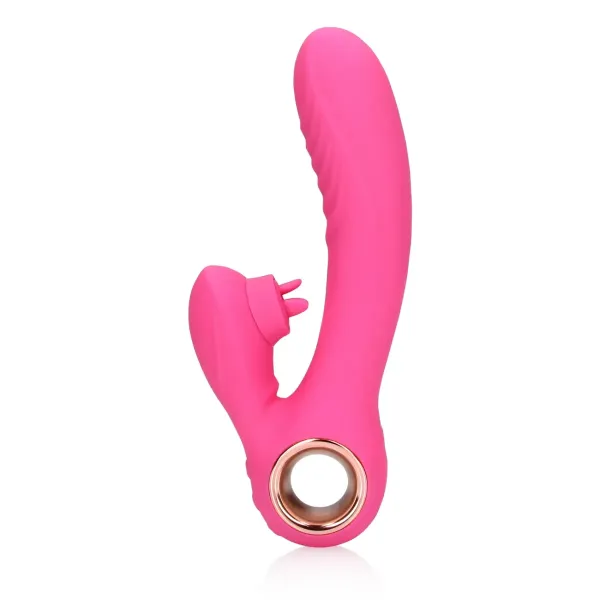 Vibratore rabbit scaldante con lingue fucsia
