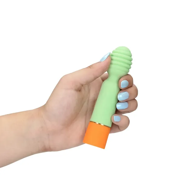 Mini vibratore wand arancione e verde