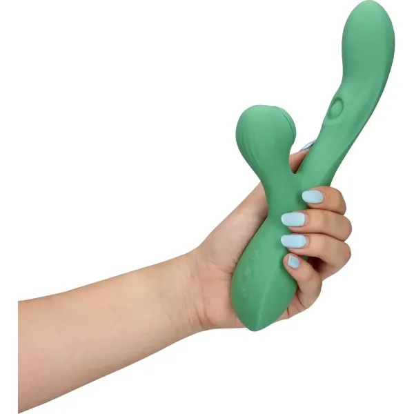 Vibratore rabbit pulsante con lingua verde