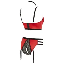 Completo sexy bustier coppa 3/4 rosso nero Completo sexy bustier coppa 3/4 rosso nero