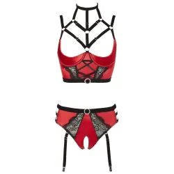 Completo sexy bustier coppa 3/4 rosso nero Completo sexy bustier coppa 3/4 rosso nero